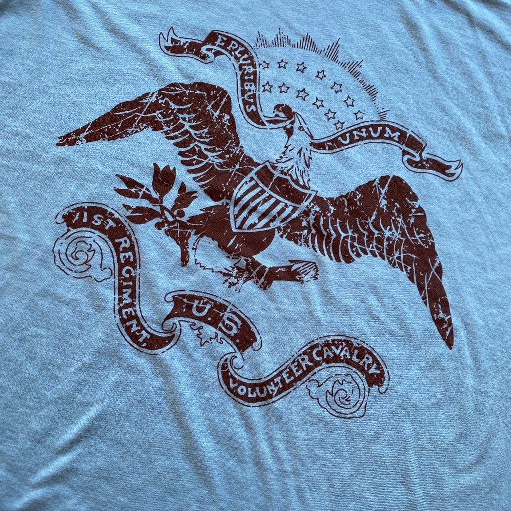 Close-up Light Blue heather Teddy Roosevelt "Rough Riders" Shirt from the History List Store