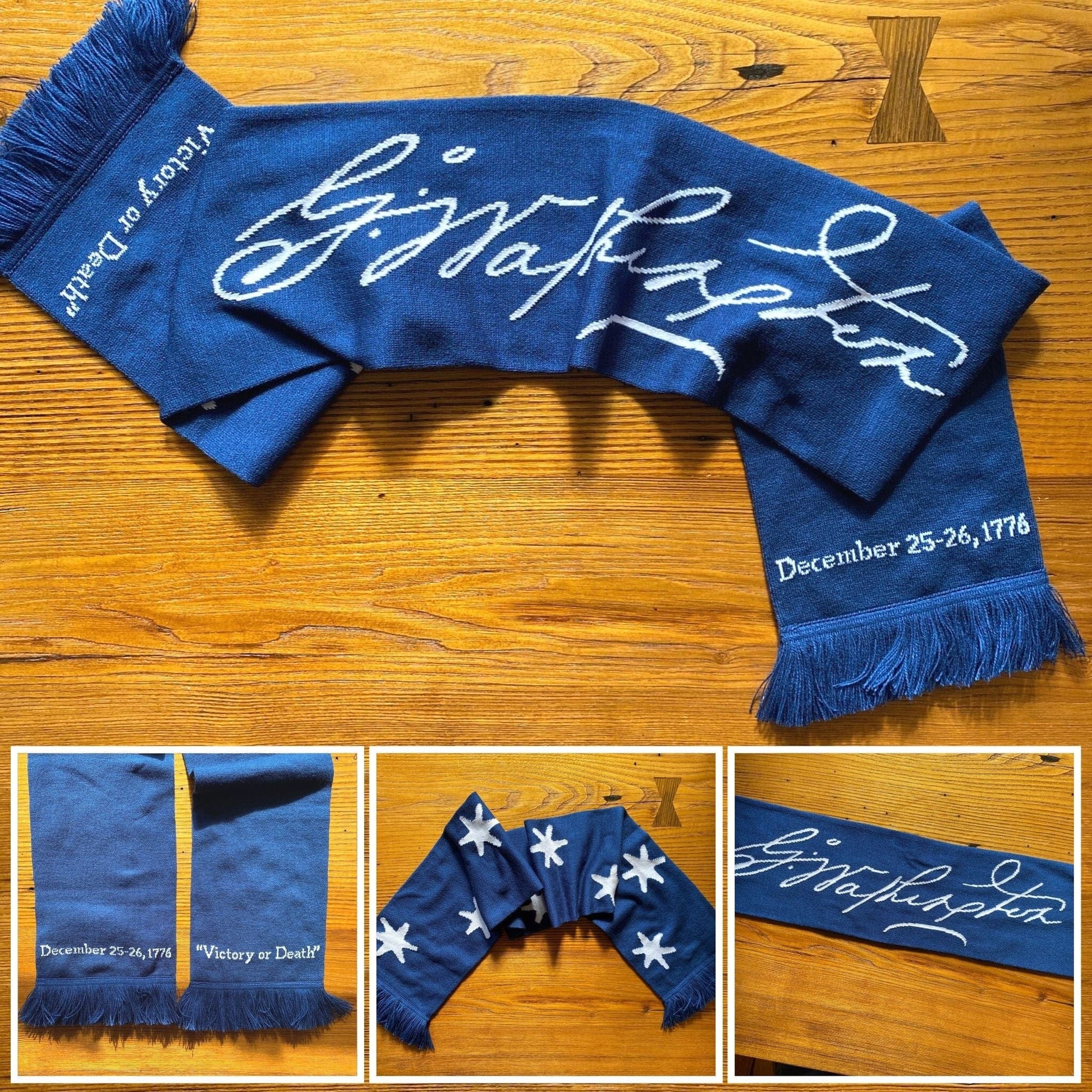 George Washington Signature "Victory or Death" woven scarf from the history list store