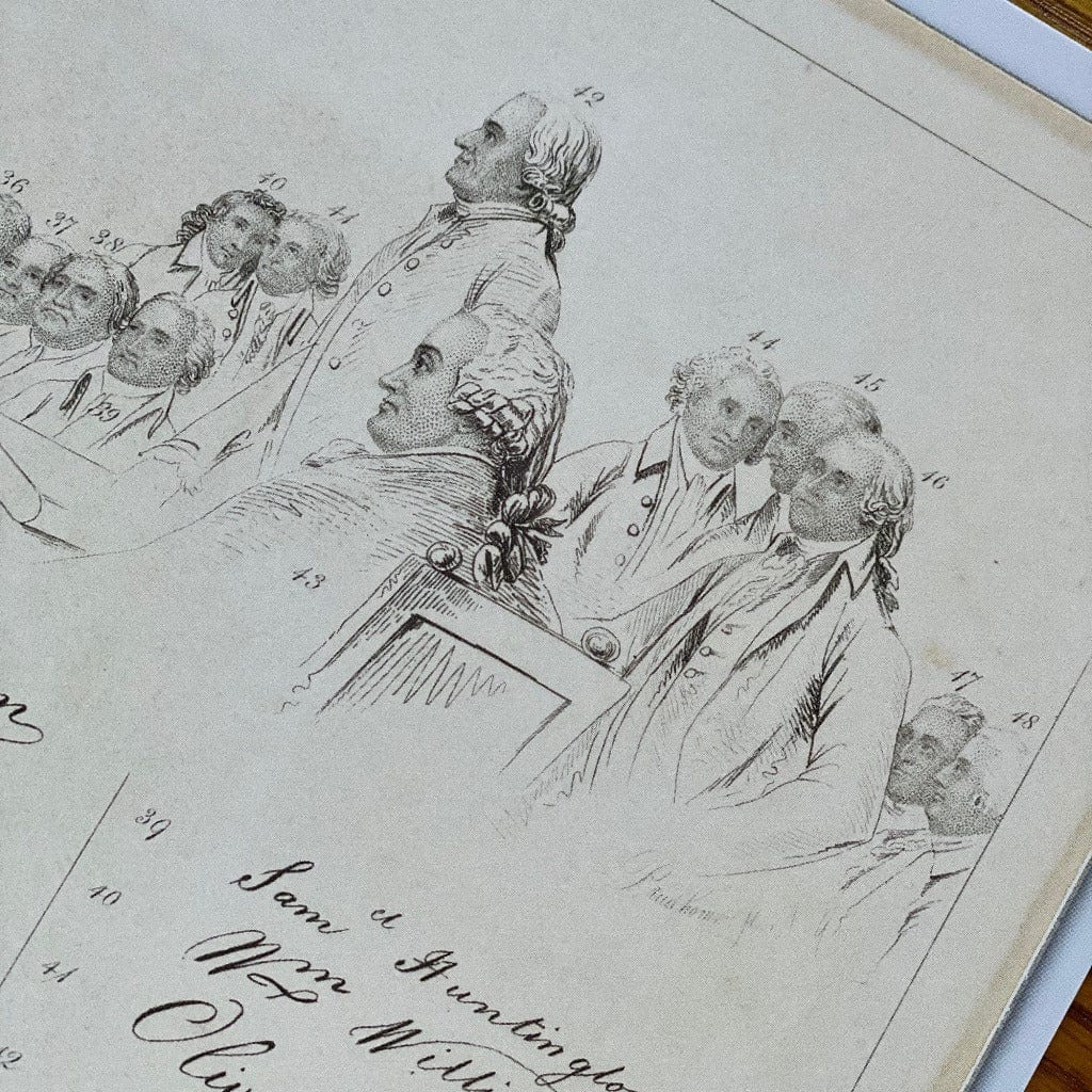 Signers close-up look - "The Signers of the Declaration of the Independence and their signatures" from the History List Store