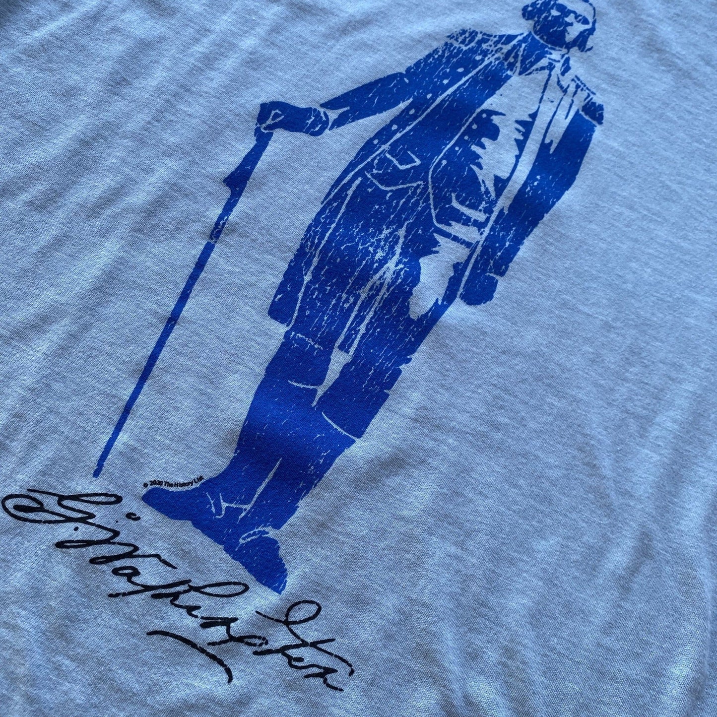 Close-up-Light-Blue George Washington "Signature Series" Shirt from The History List Store.
