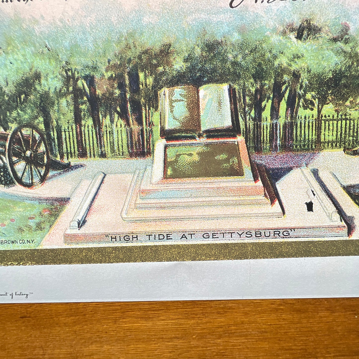 Gettysburg Address in full color with Lincoln and flags — Archival print