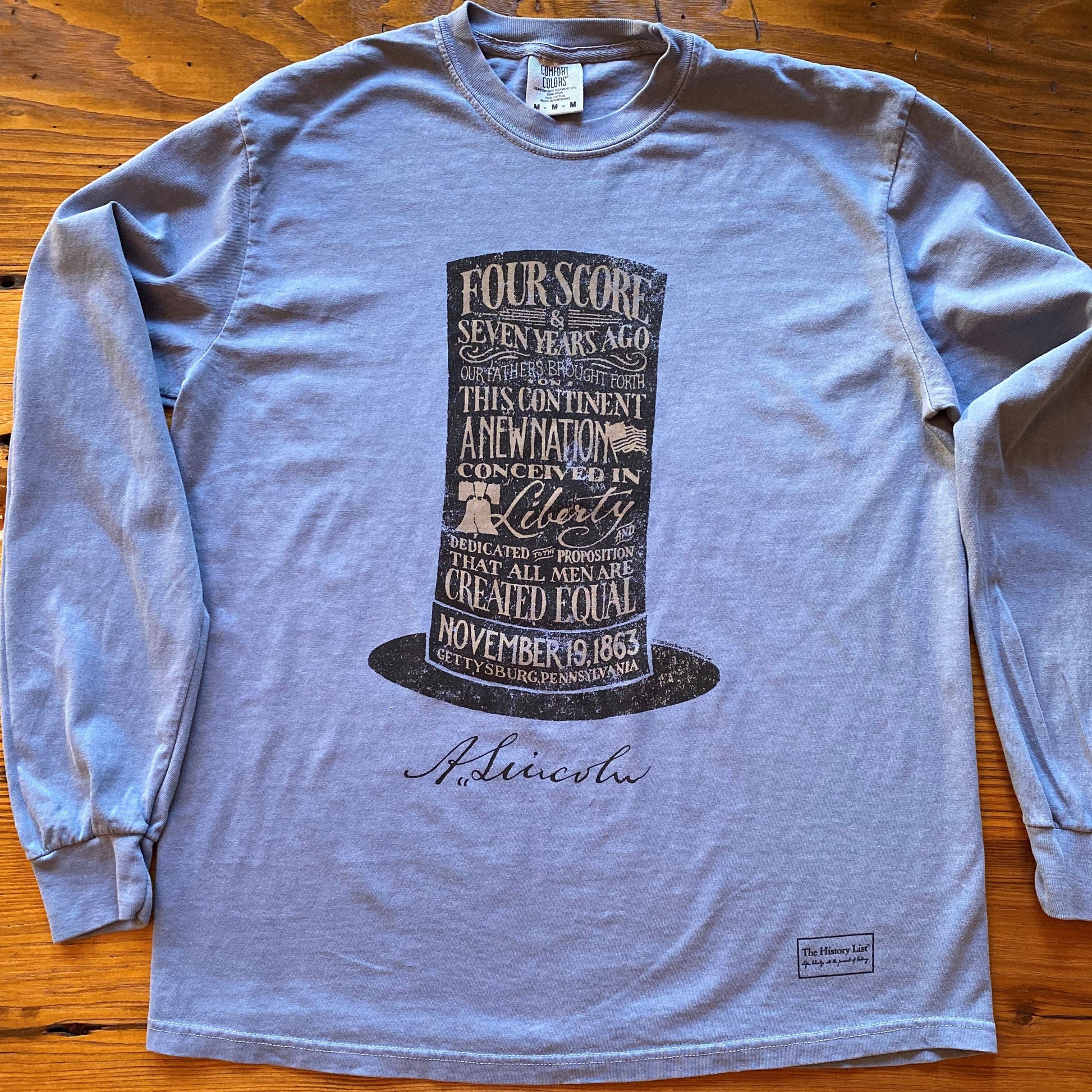 Lincoln's Gettysburg Address and Stovepipe Hat Long-sleeved shirt from the History List Store