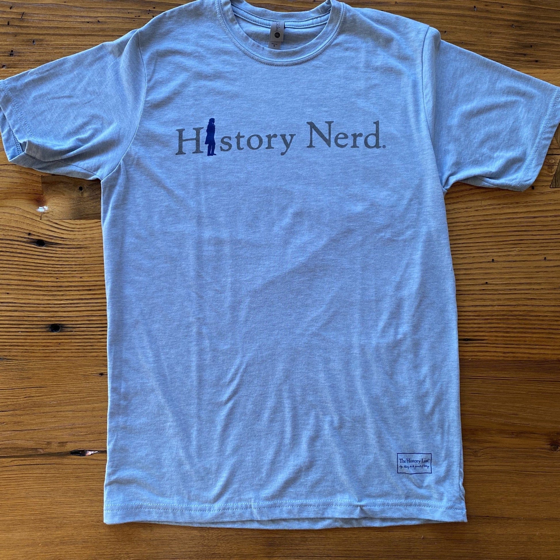 "History Nerd" shirt with Thomas Jefferson - Light blue heather from the history list store