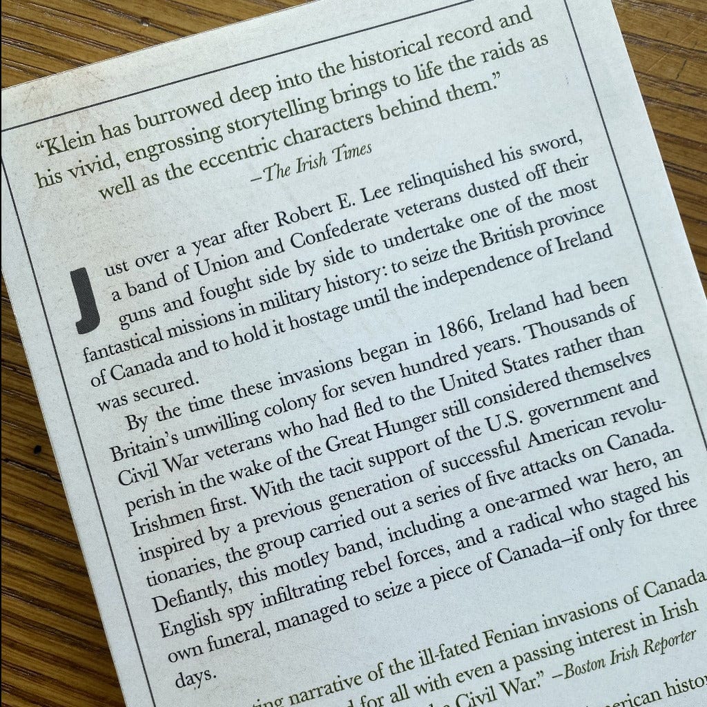 Back Cover of "When the Irish Invaded Canada" - Signed by the Author, Christopher Klein from the History list store