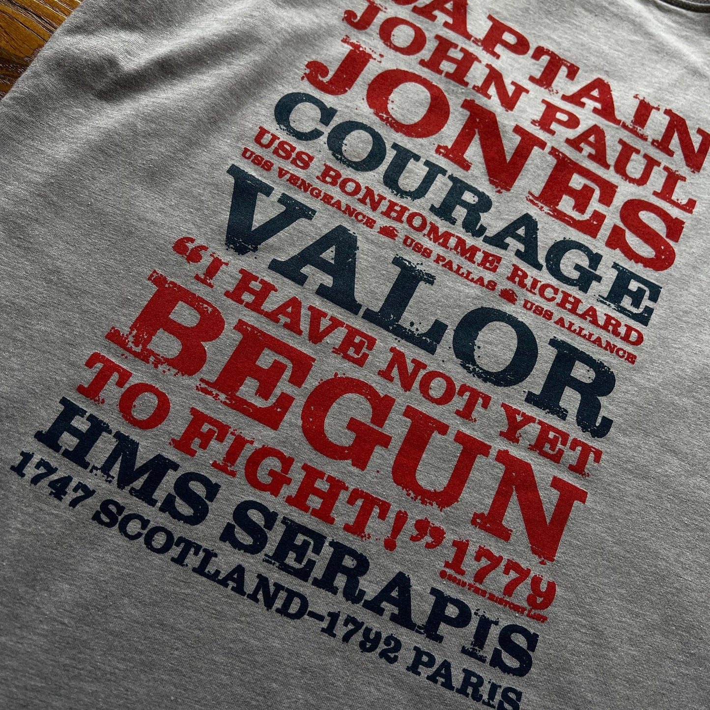 Close-up Back Print | John Paul Jones "I have not yet begun to fight!" Women's v-neck shirt from the History List Store