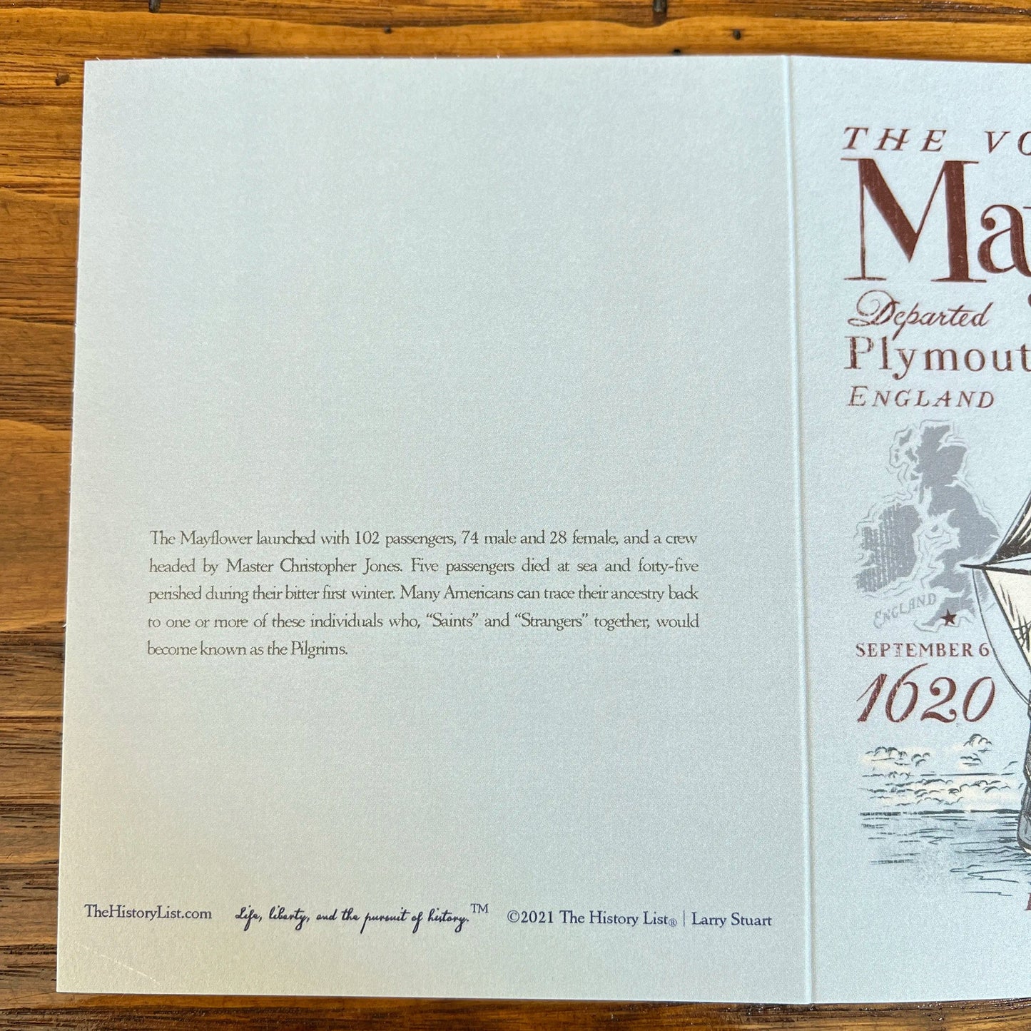 "The Voyage of the Mayflower" Note cards with envelopes - Set of 6