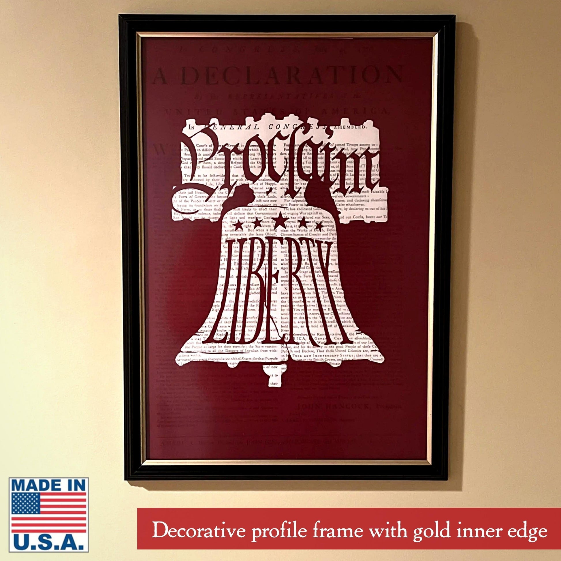 Gold inner edge frame of "Proclaim Liberty” on a Boston broadside of the Declaration of Independence from The History List store