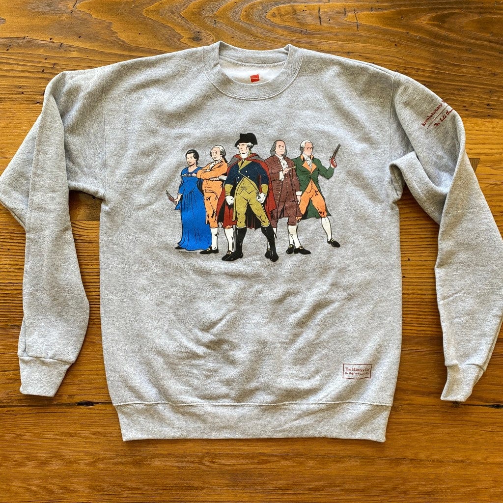 "Revolutionary Superheroes" with George Washington Hooded sweatshirt and Crewneck sweatshirt from The History List Store