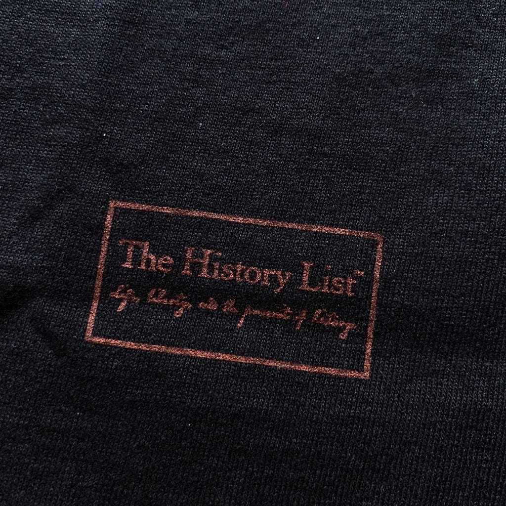 Close-up History list logo "Revolutionary Superheroes" with George Washington Long-sleeved shirt from the History List Store.