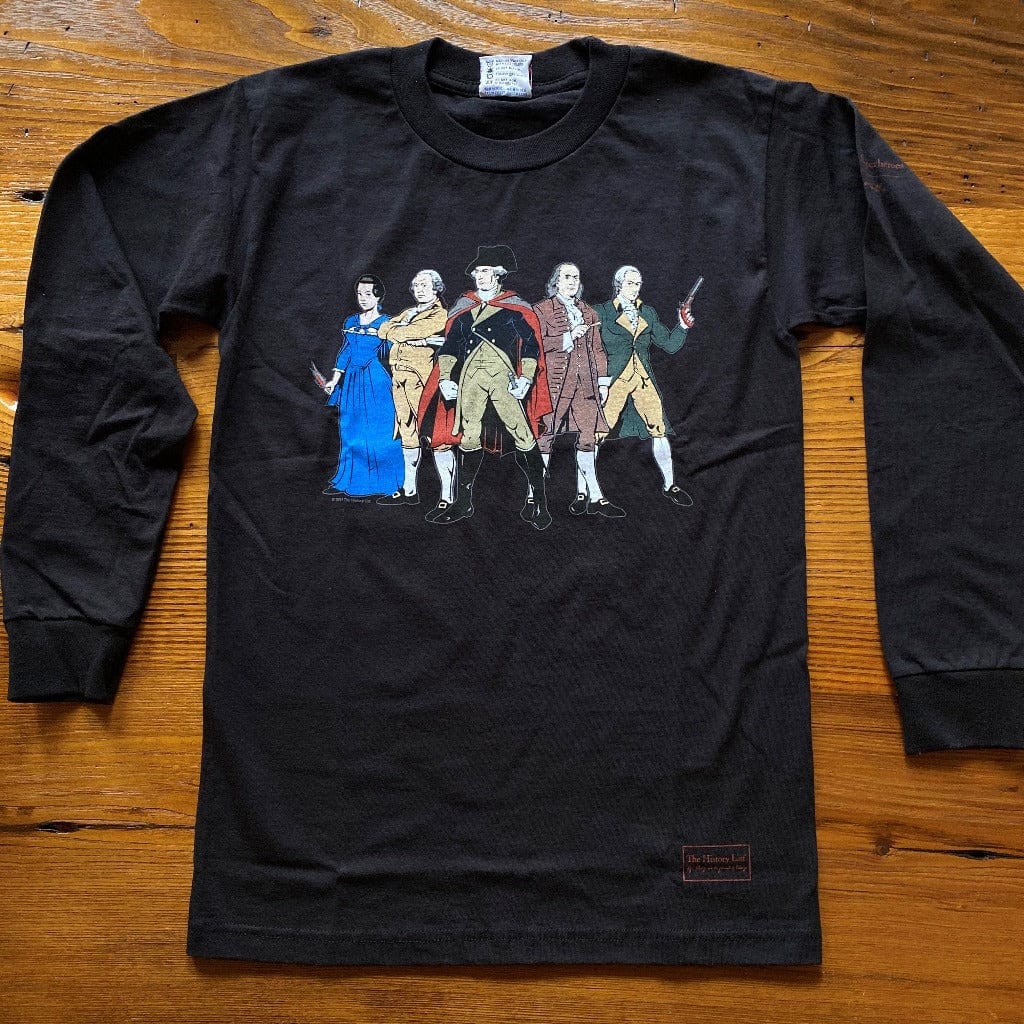 "Revolutionary Superheroes" with George Washington Long-sleeved shirt from the History List Store.