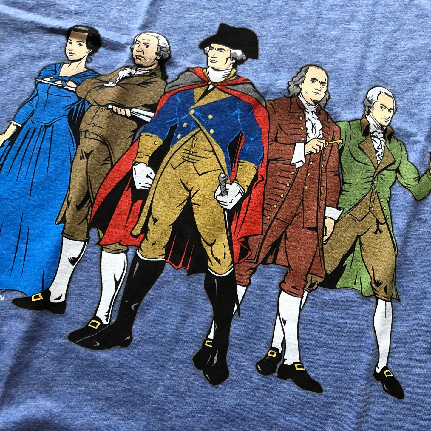 Closed up of the "Revolutionary Superheroes" with George Washington Tank top for women from The History List Store.