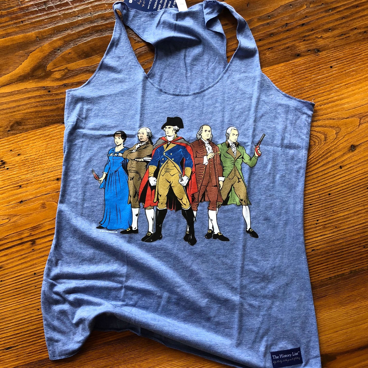 "Revolutionary Superheroes" with George Washington Tank top for women — Light blue heather