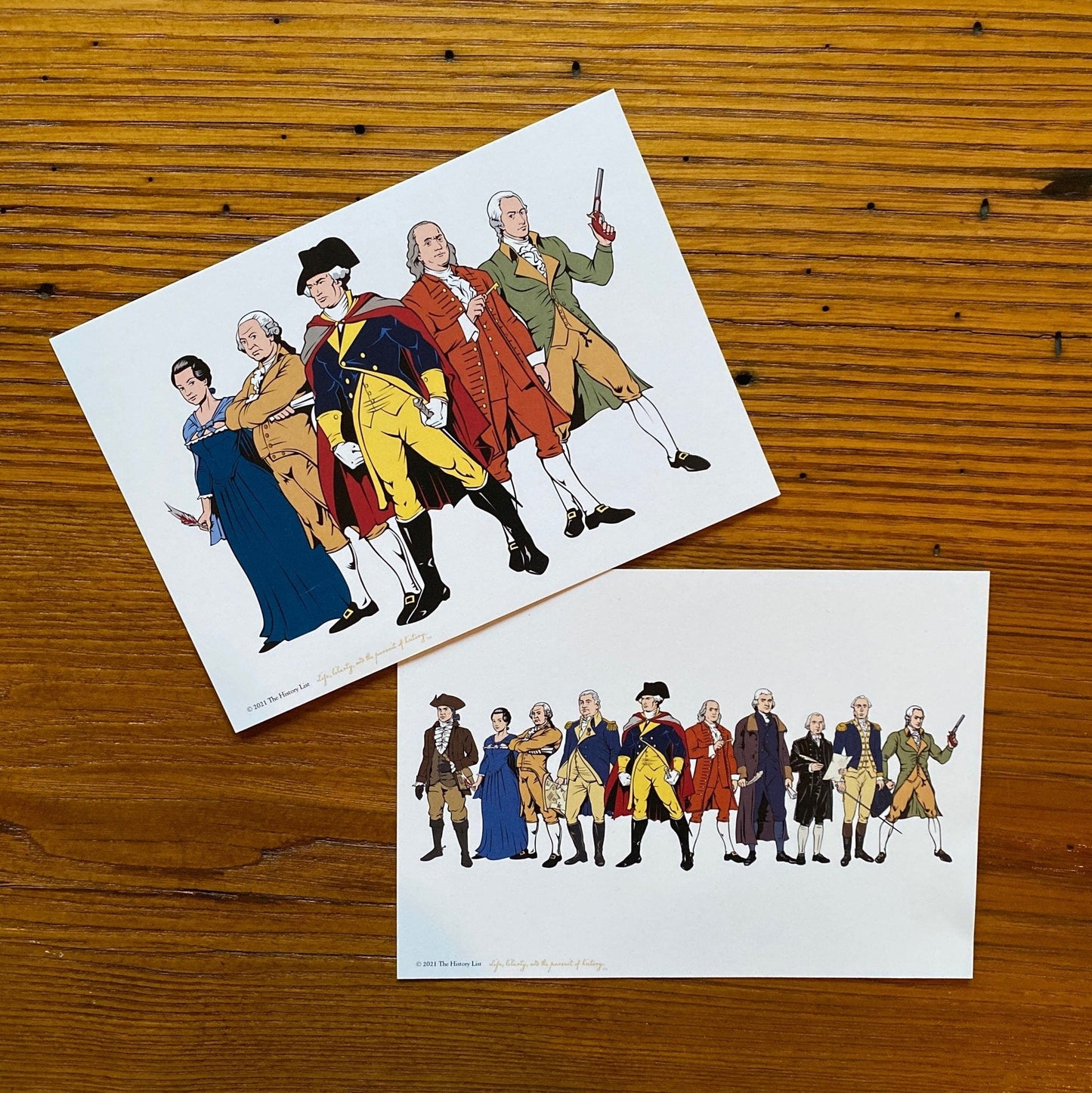 Five "Revolutionary Superheroes" with George Washington Small framed print - 5" x 7" from The History List Store