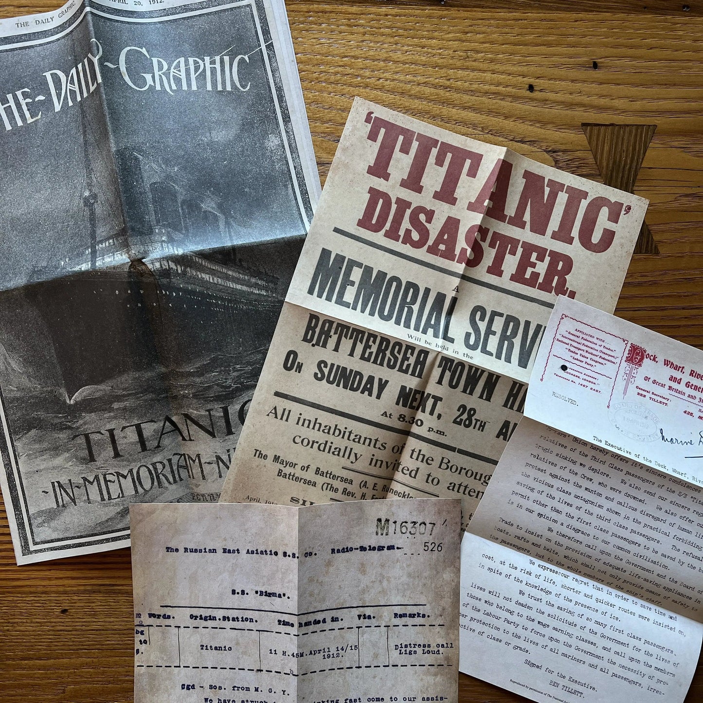 Titanic Document Box with 26 items from launch through memorial service