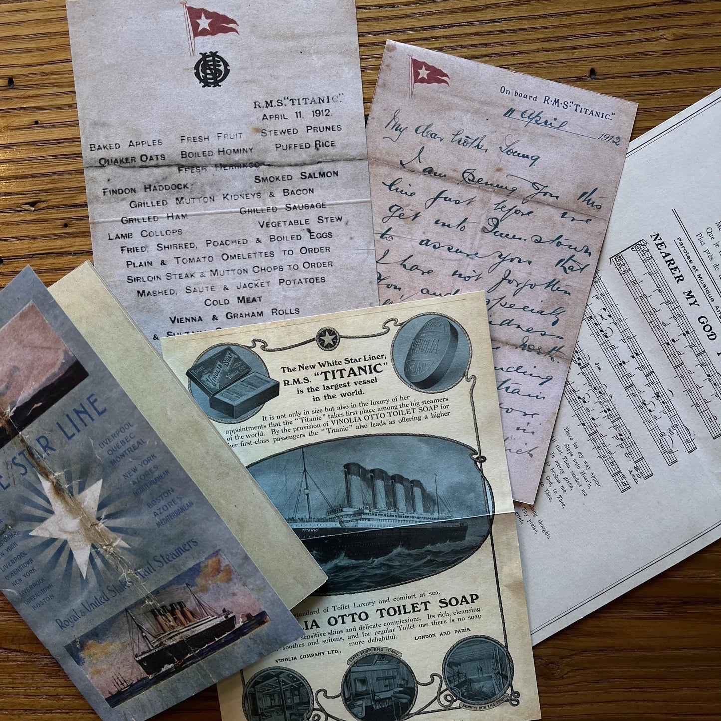 Titanic Document Box with 26 items from launch through memorial service