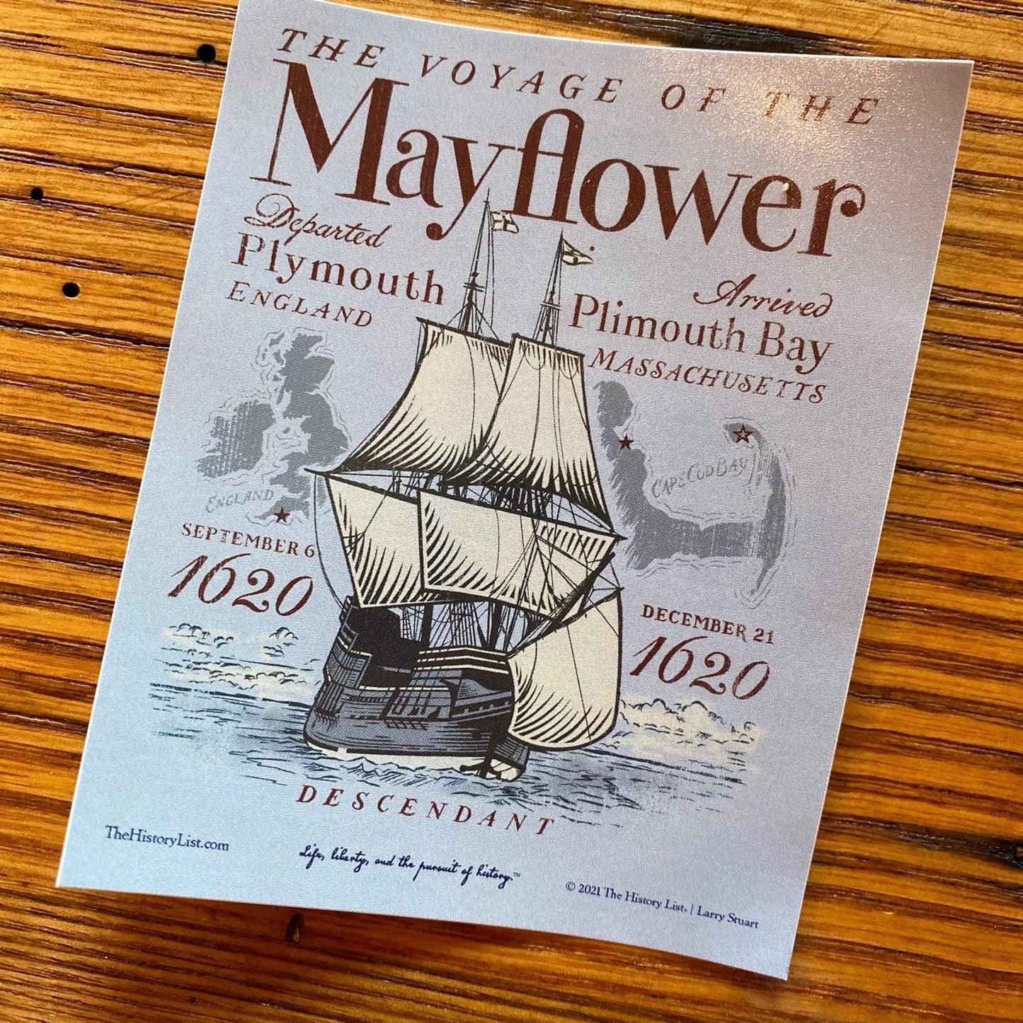 "The Voyage of the Mayflower" Sticker from the History List Store