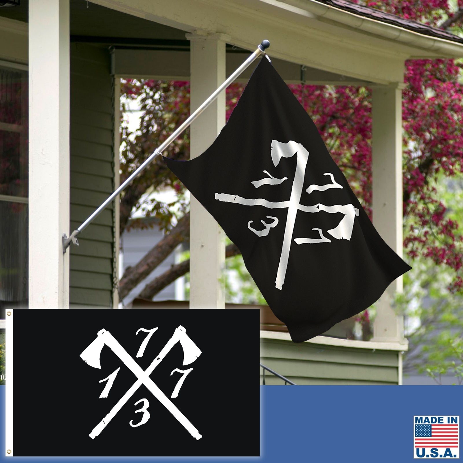 "1773" Boston Tea Party Flag — Made in America — For hardcore history folks from The History List store in Black