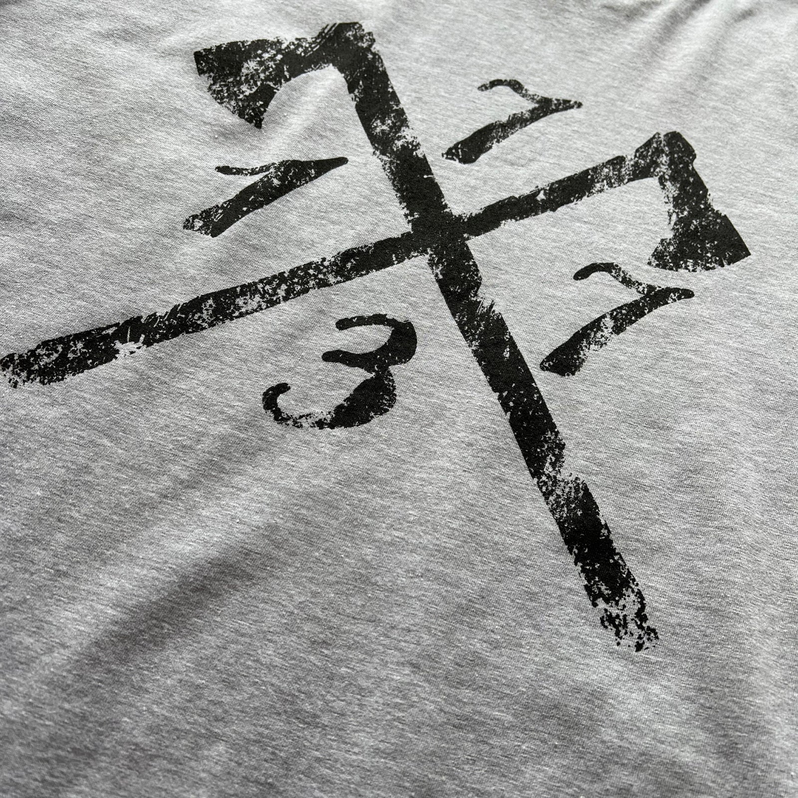 Close-up of the heather grey of "1773" Boston Tea Party shirt - For hardcore history folks from The History List store