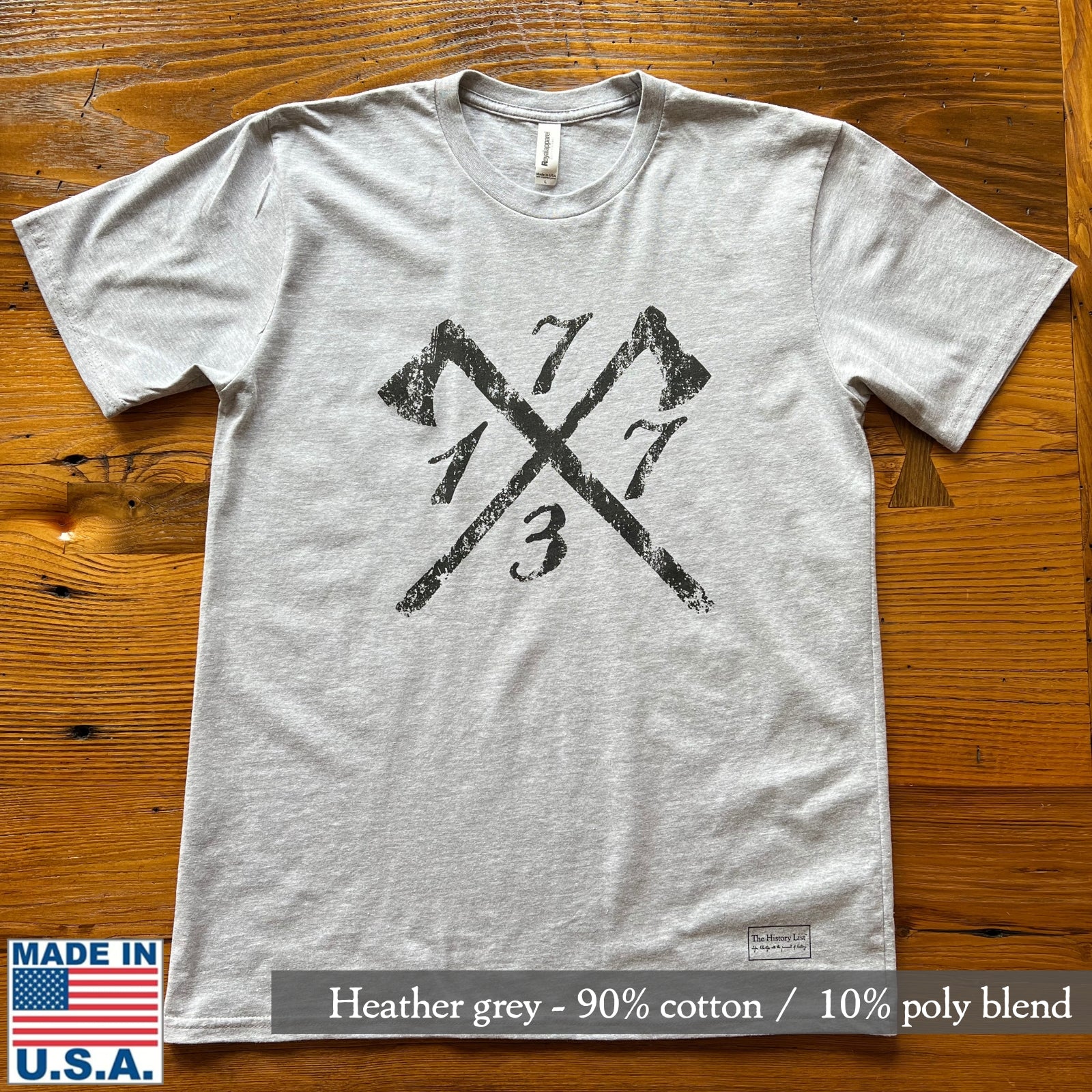 Heather grey of "1773" Boston Tea Party shirt - For hardcore history folks from The History List store
