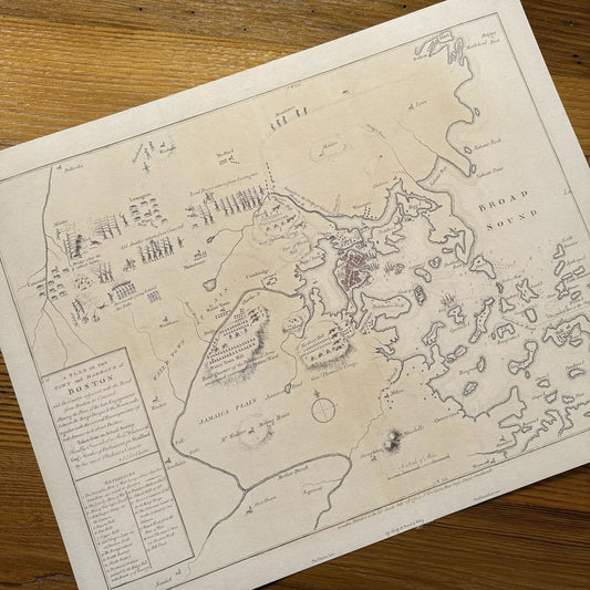 1775 map with Battle of Lexington and Concord and Battle of Bunker Hill — Archival print at actual size from The History List store