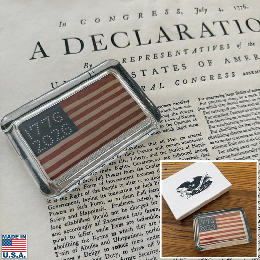 1776 - 2026 Historic American Flag Glass Paperweights — Made in America
