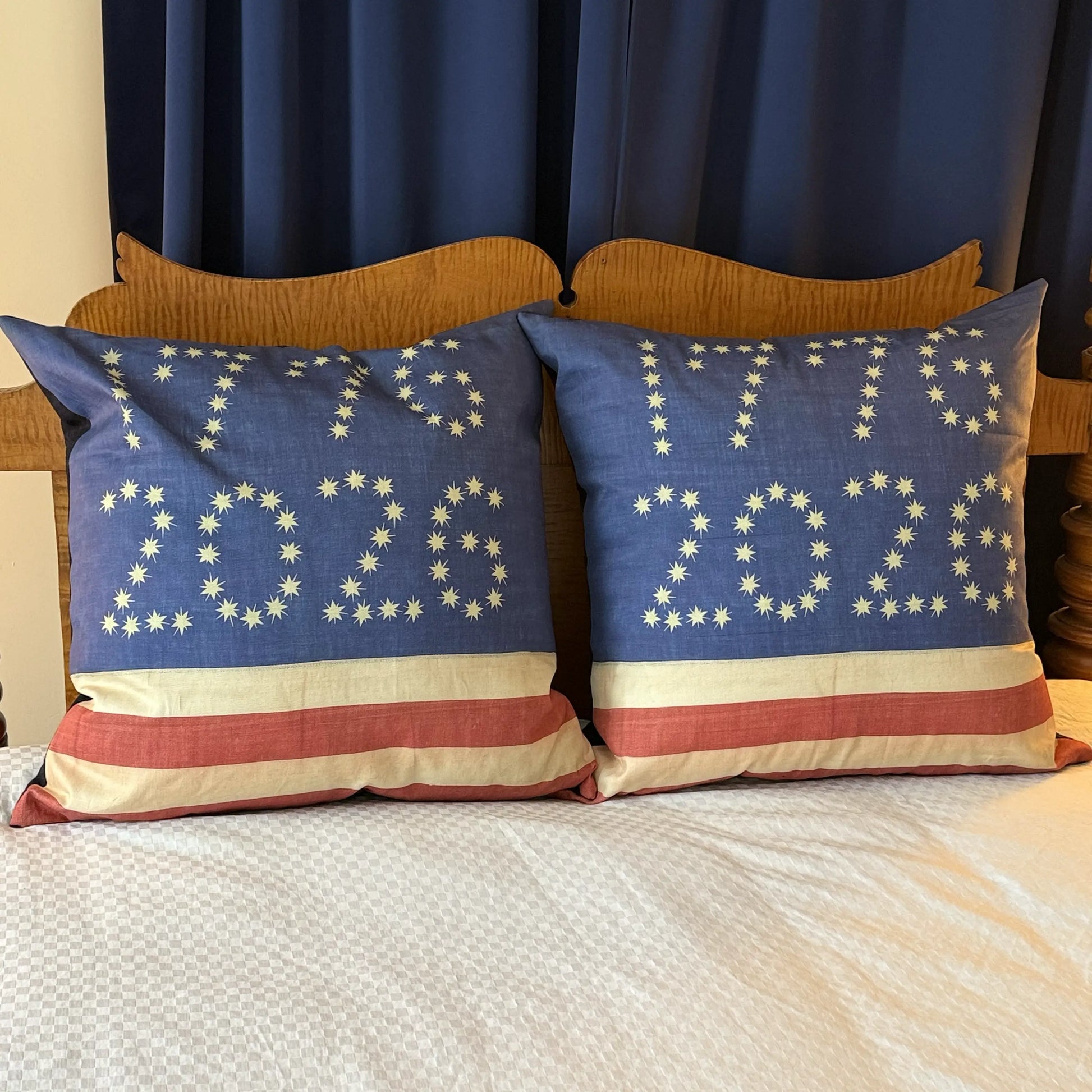 Side by side of 1776 - 2026 Historic American Flag Pillow Sham — Made in America from The History List store