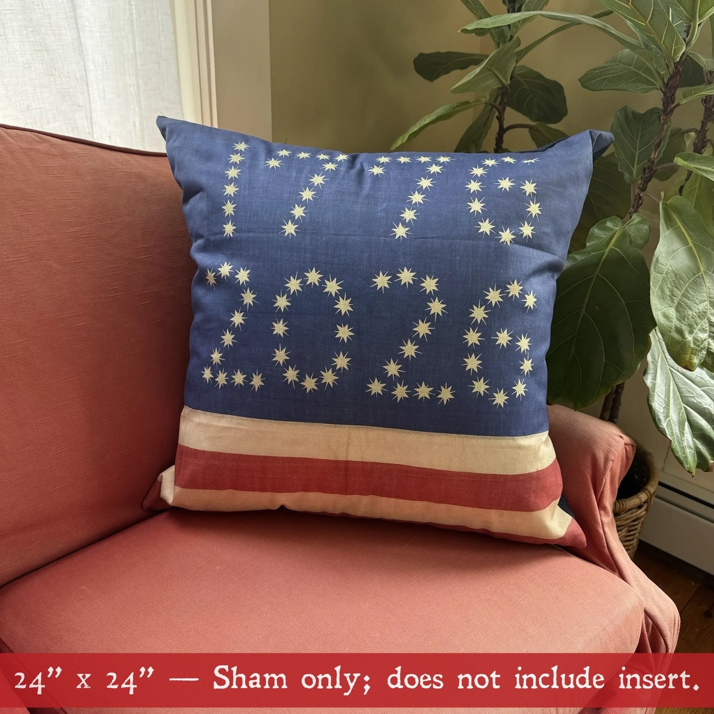1776 - 2026 Historic American Flag Pillow Sham — Made in America from The History List store in 24 inches size