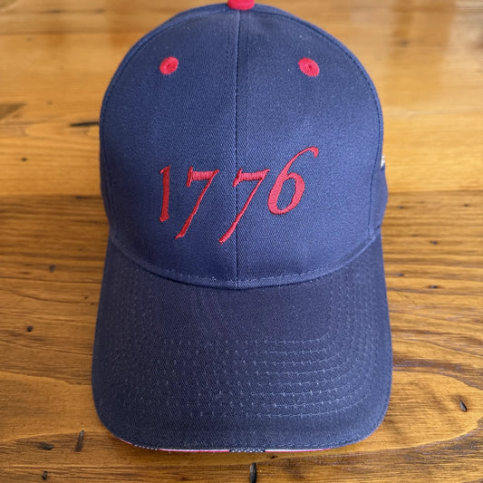 Embroidered "1776" cap with Proclaim Liberty — Dark blue with flag brim from The History List store