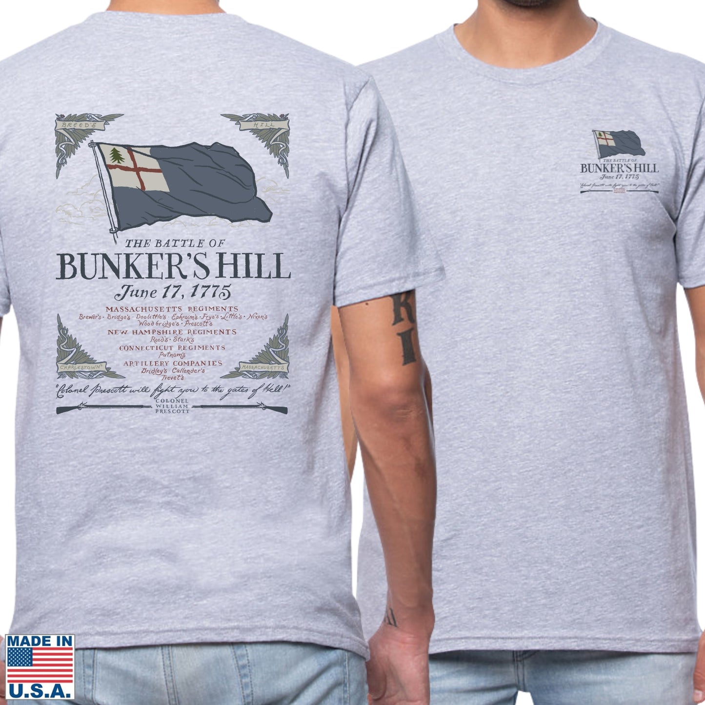 "The Battle of Bunker's Hill" Made in America Shirt — In your choice of two colors