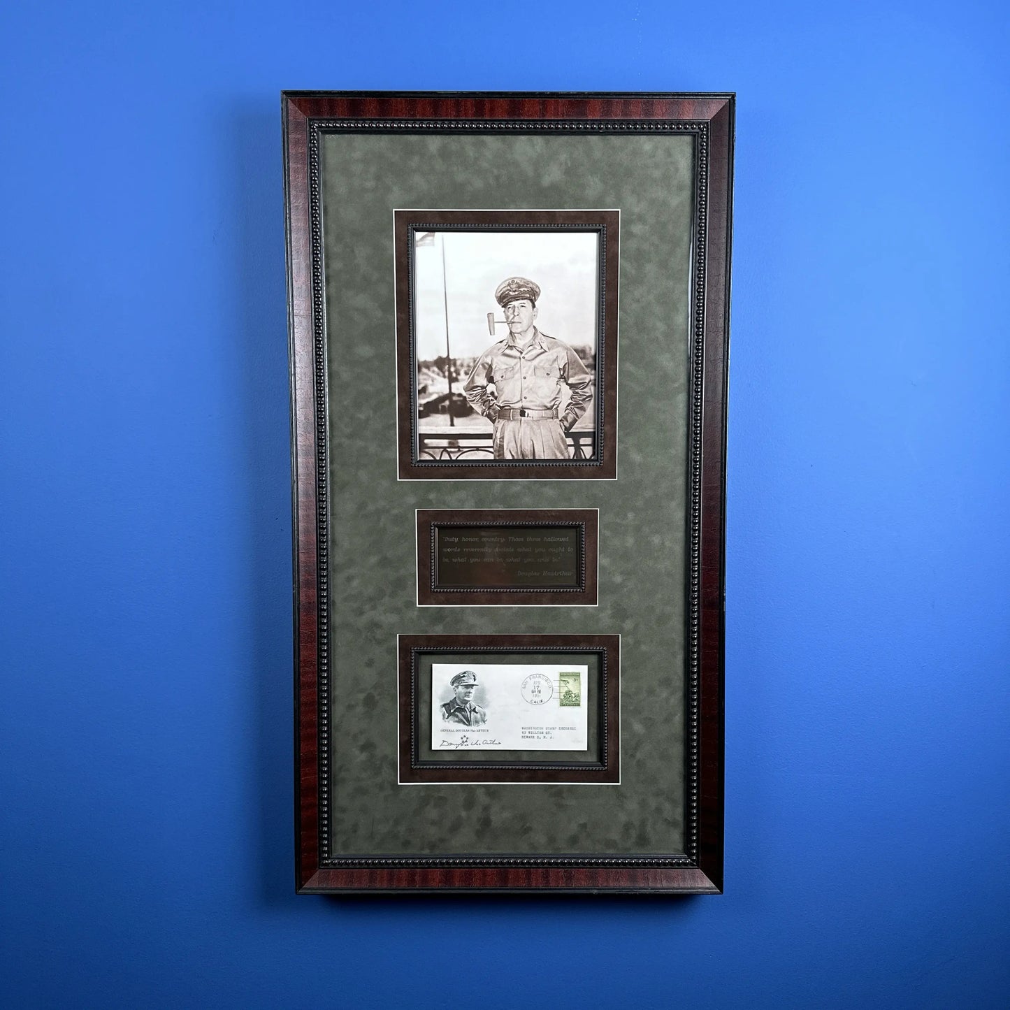 General Douglas MacArthur - Framed with signature - "Duty, honor, country . . ."
