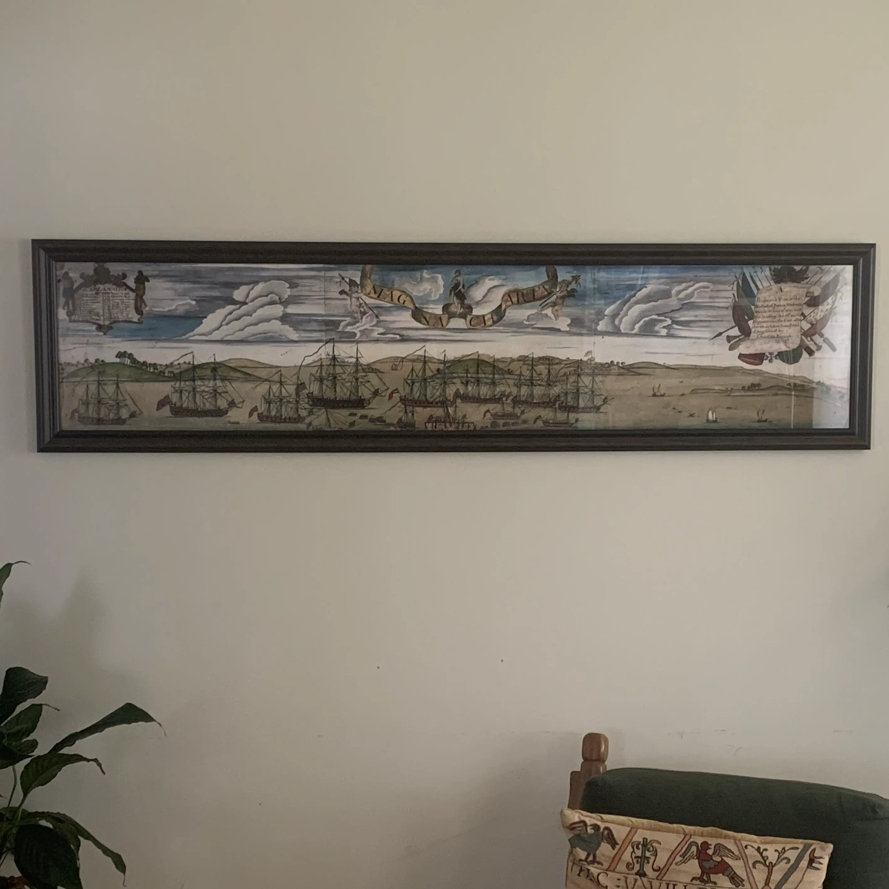 A Perspective View of the Blockade of Boston Harbour in an archival, f ...