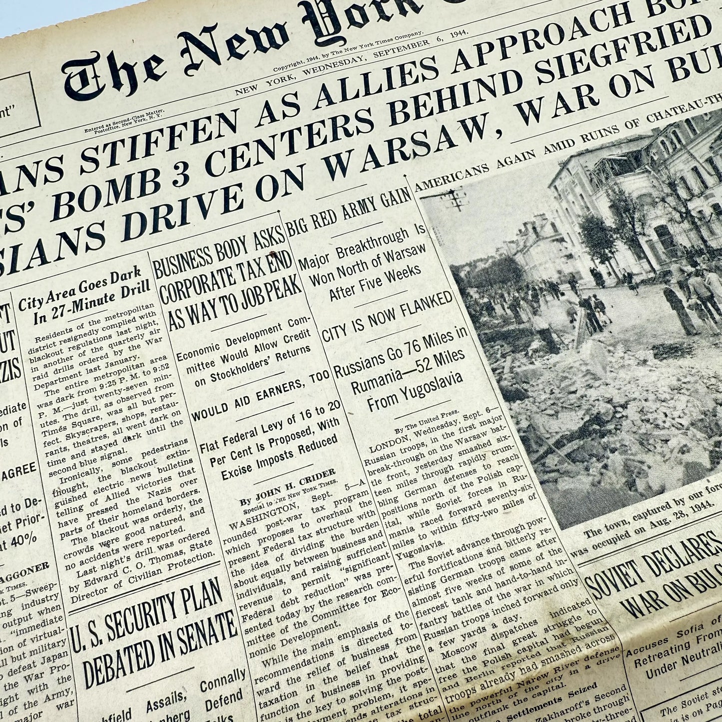 The New York Times — September 6 - 9, 1944 — Sold as a set