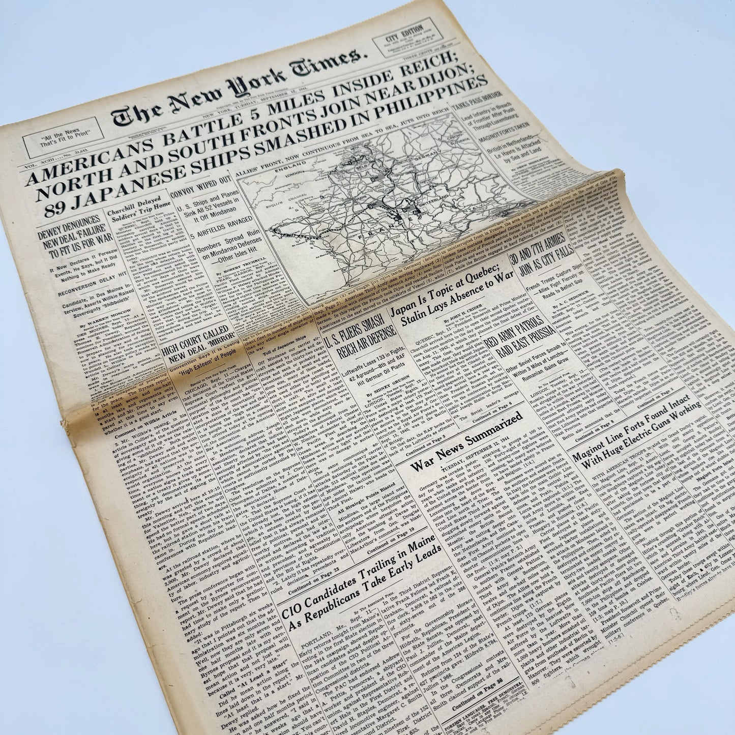 The New York Times — September 11, 12, 13, and 15, 1944 — Sold as a set