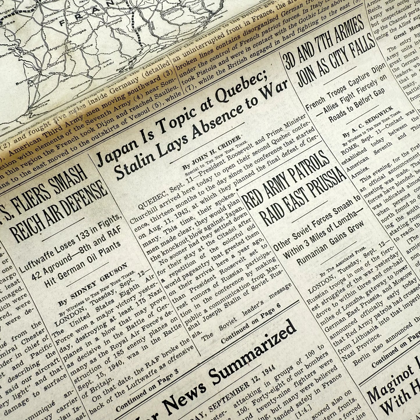 The New York Times — September 11, 12, 13, and 15, 1944 — Sold as a set