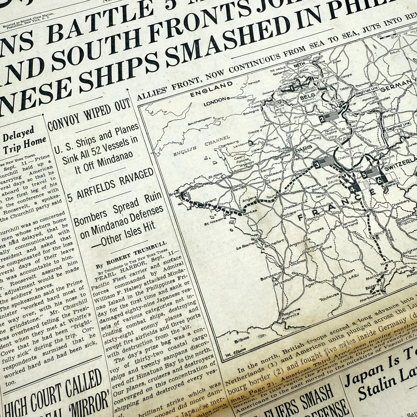 The New York Times — September 11, 12, 13, and 15, 1944 — Sold as a set