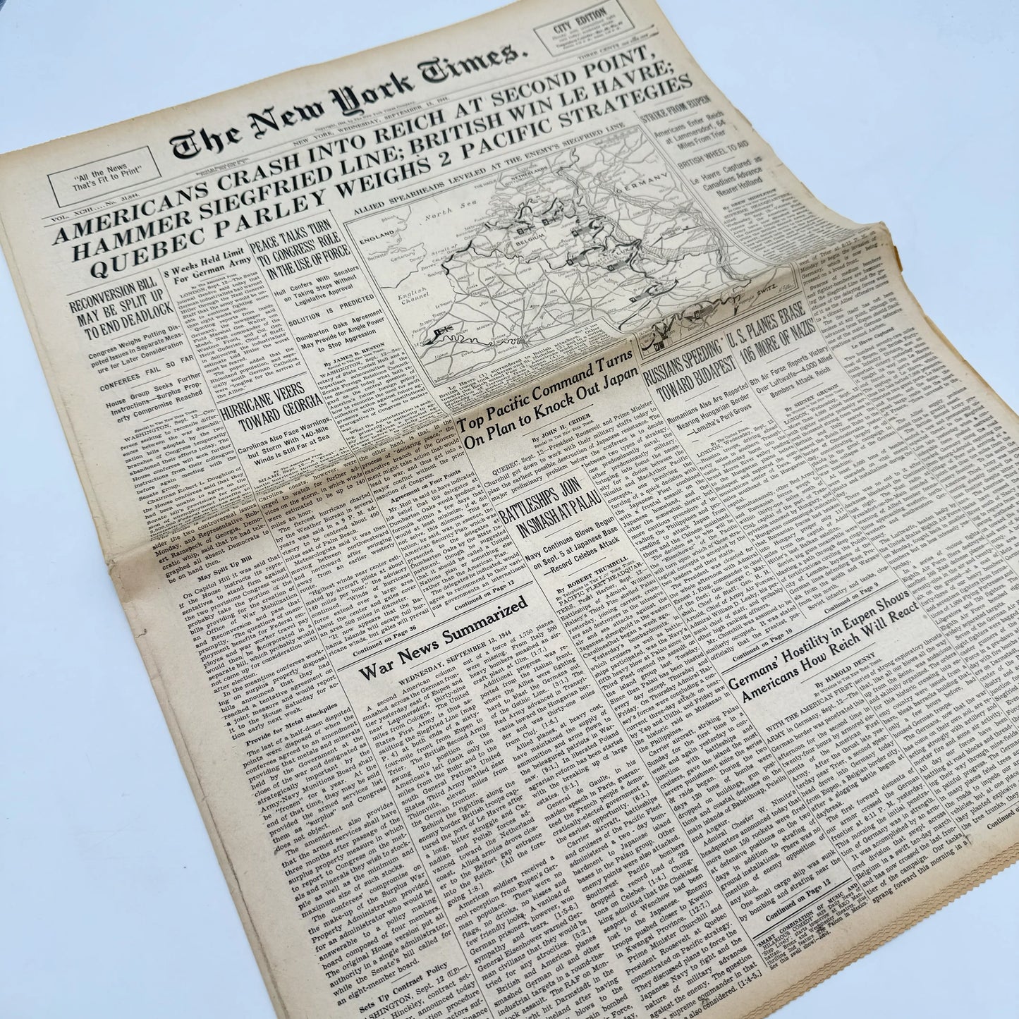 The New York Times — September 11, 12, 13, and 15, 1944 — Sold as a set