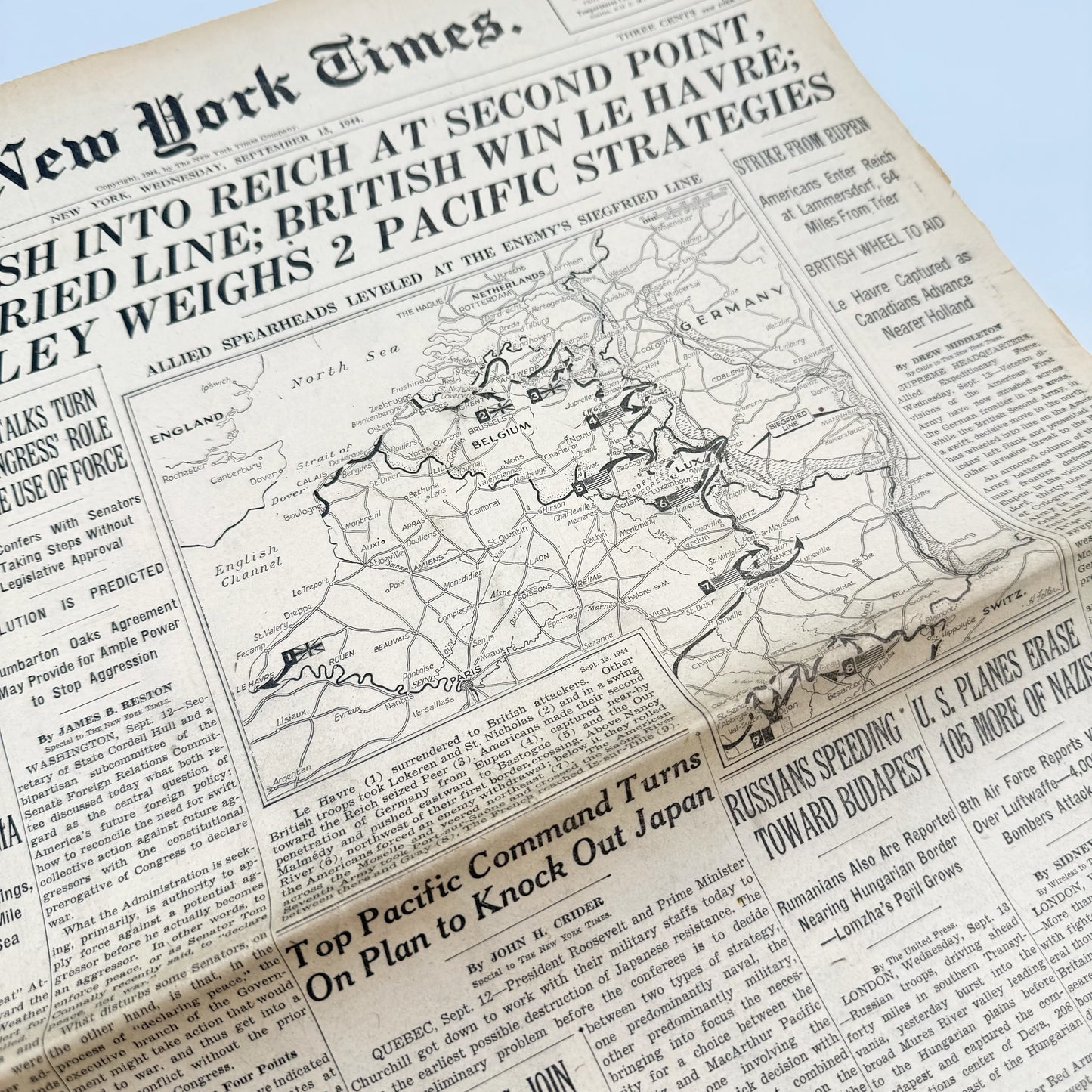 The New York Times — September 11, 12, 13, and 15, 1944 — Sold as a set