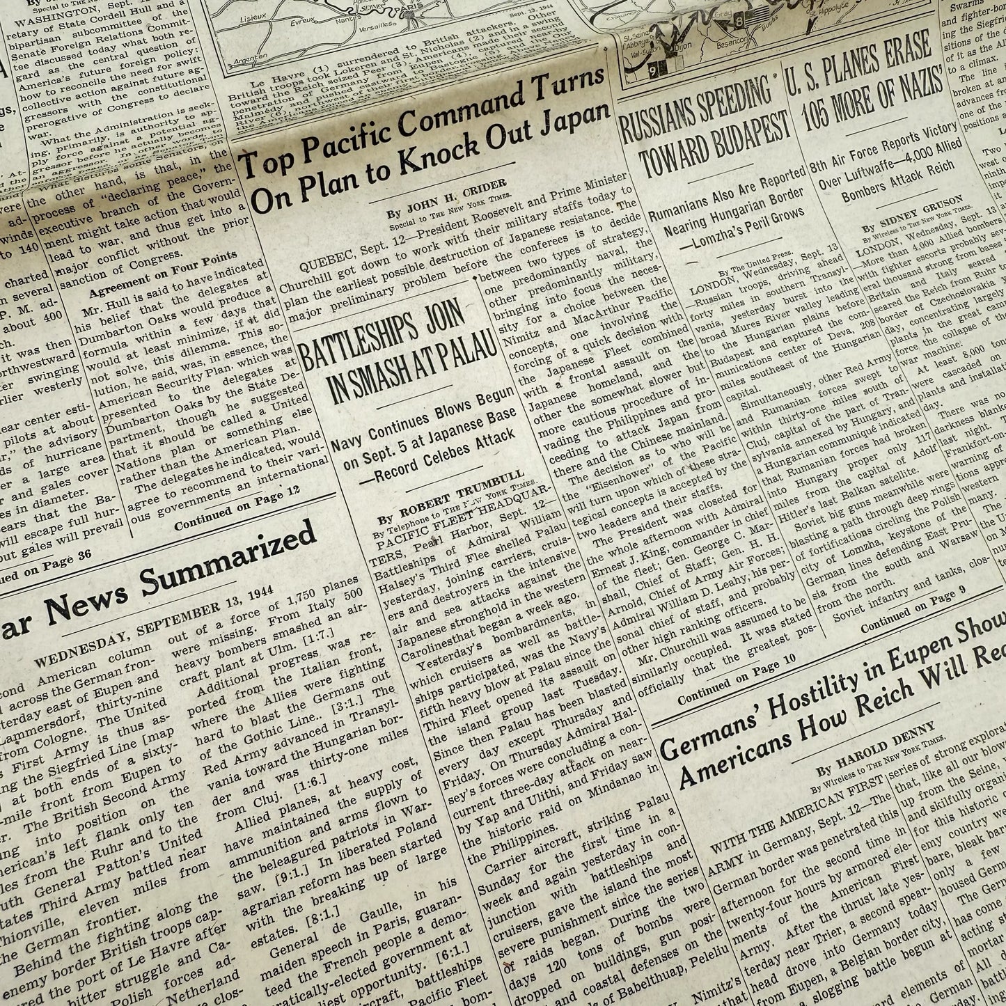 The New York Times — September 11, 12, 13, and 15, 1944 — Sold as a set