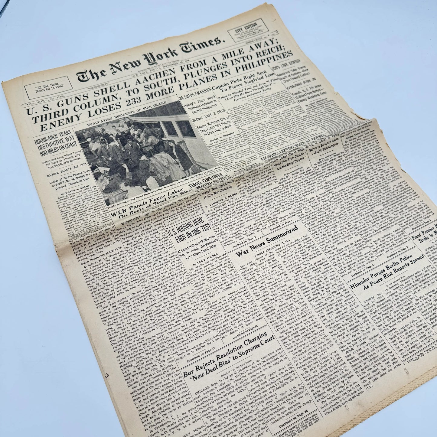 The New York Times — September 11, 12, 13, and 15, 1944 — Sold as a set