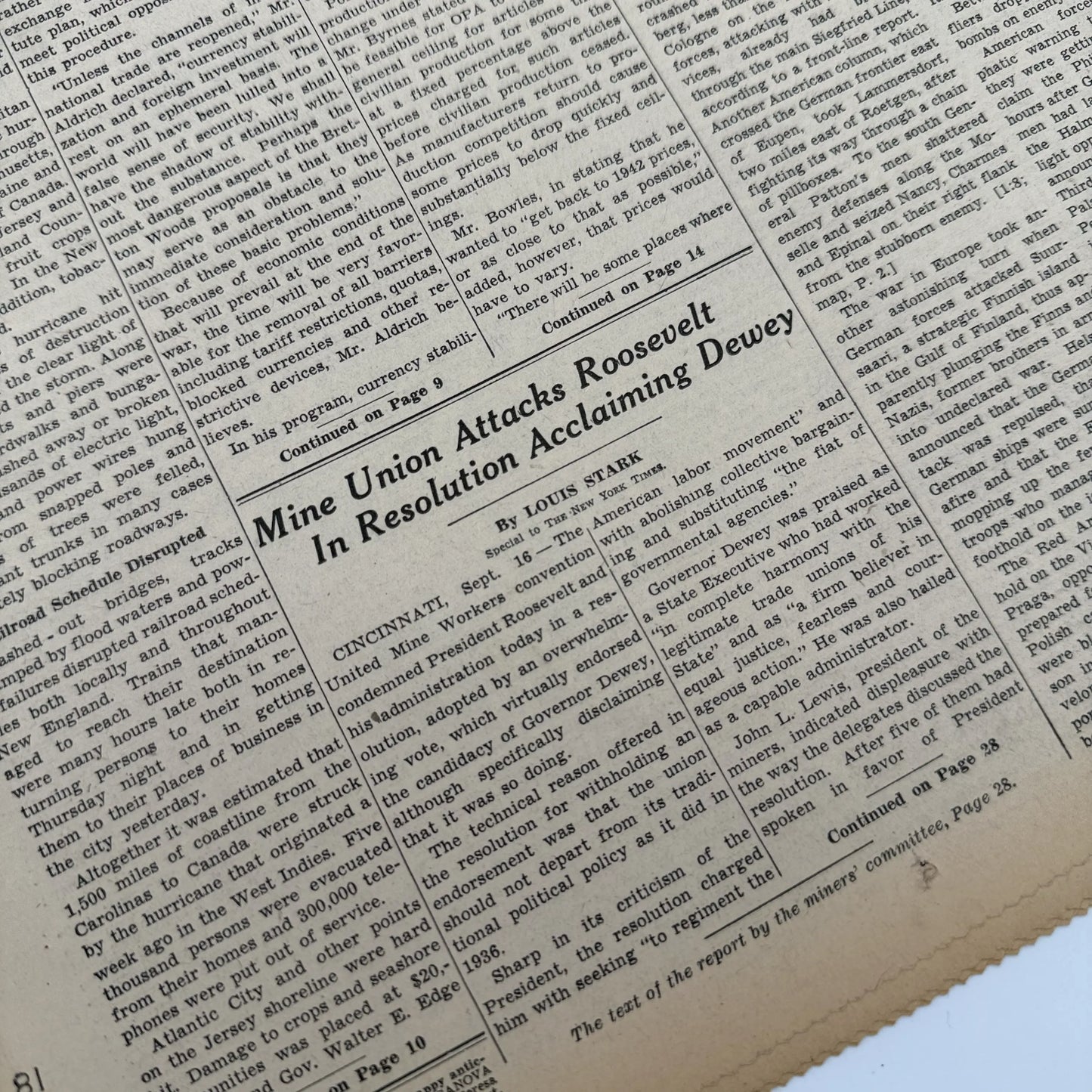 The New York Times coverage of WWII — September 1944 — Offered individually