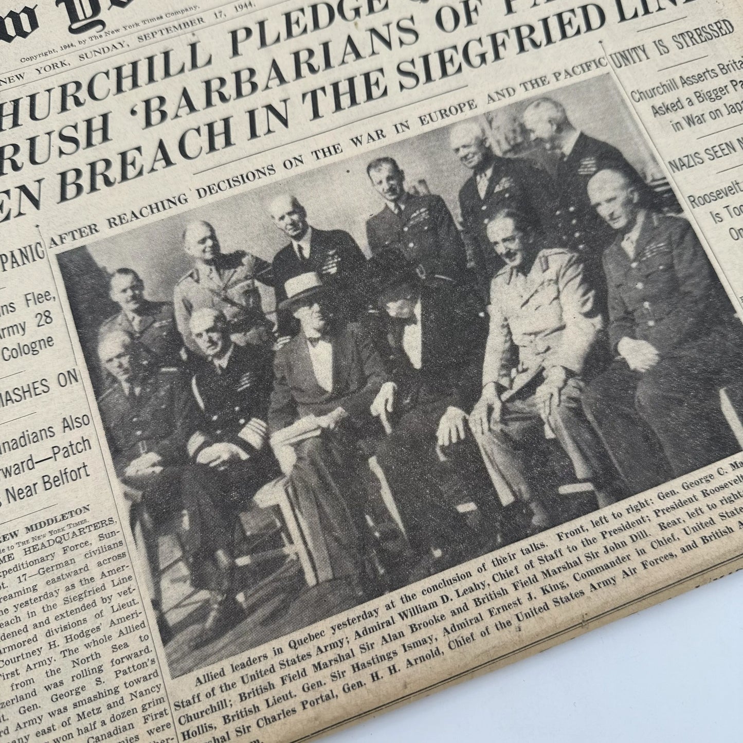 The New York Times coverage of WWII — September 1944 — Offered individually