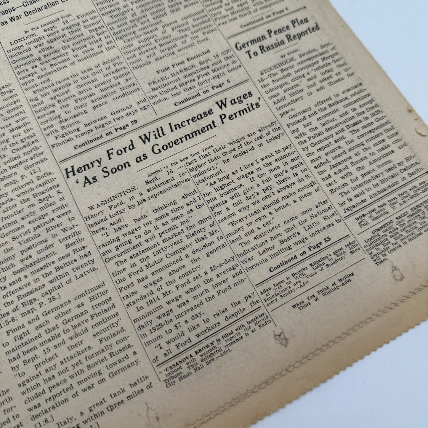 The New York Times coverage of WWII — September 1944 — Offered individually