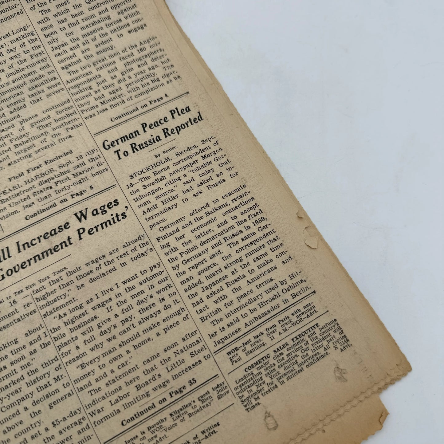 The New York Times coverage of WWII — September 1944 — Offered individually
