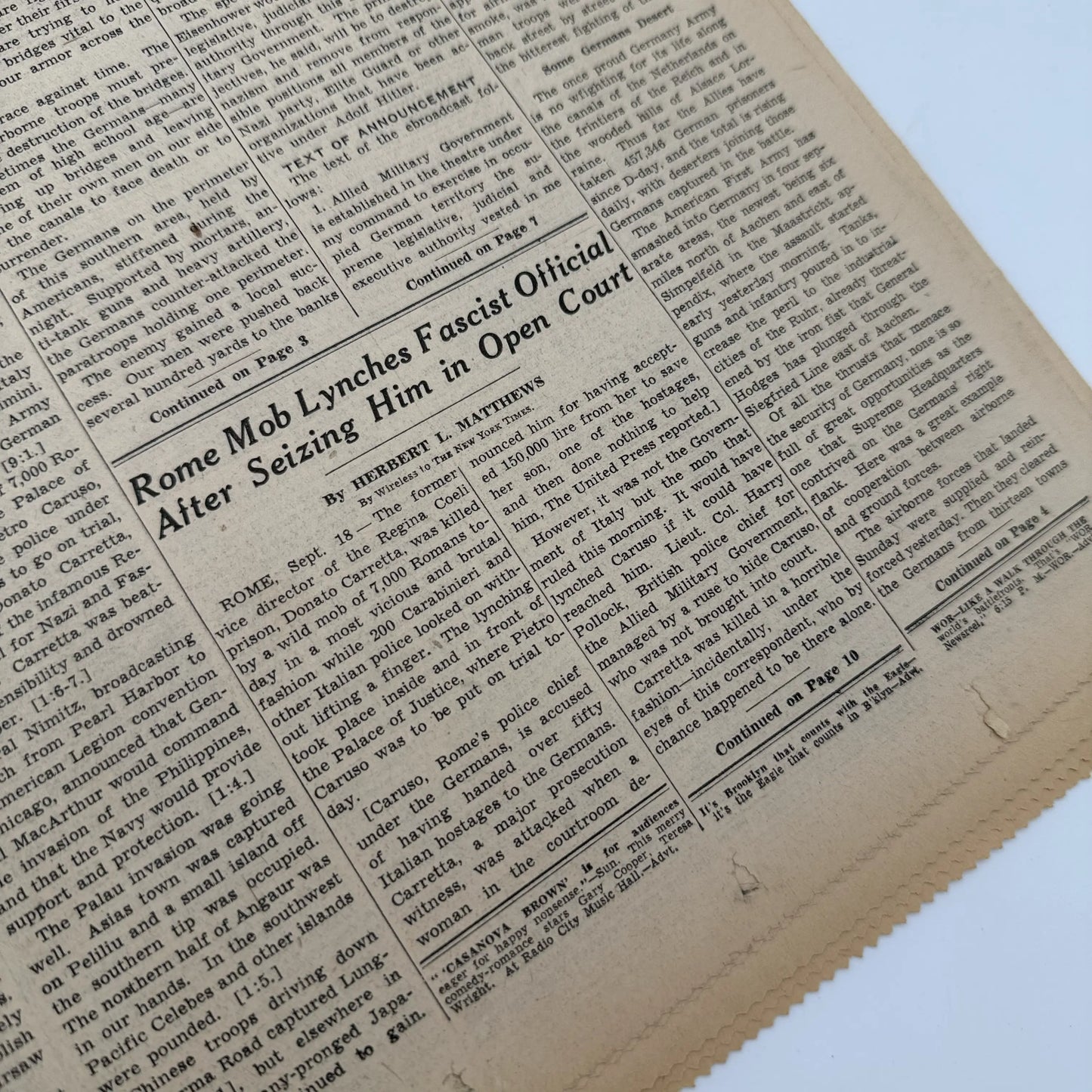 The New York Times coverage of WWII — September 1944 — Offered individually