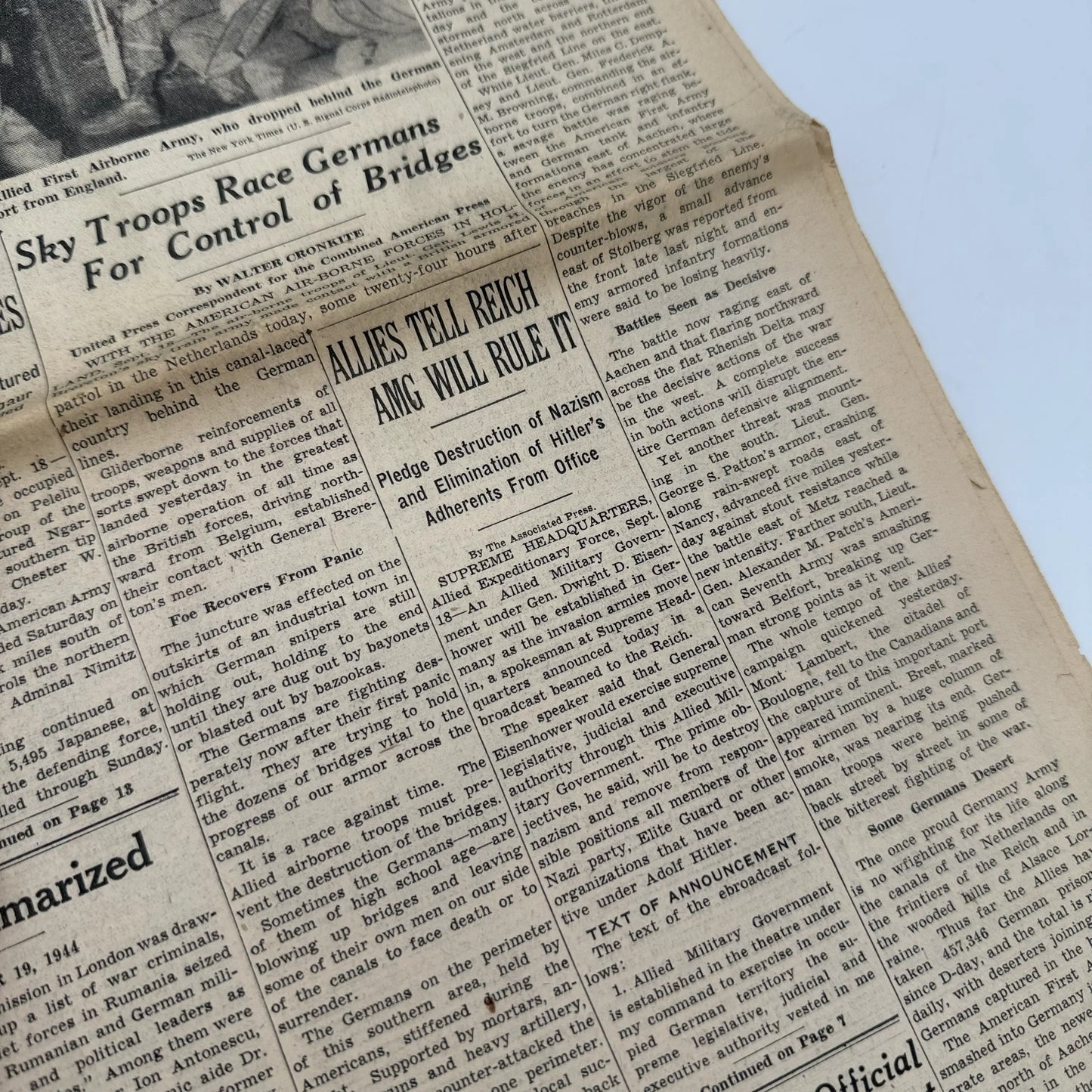 The New York Times coverage of WWII — September 1944 — Offered individually