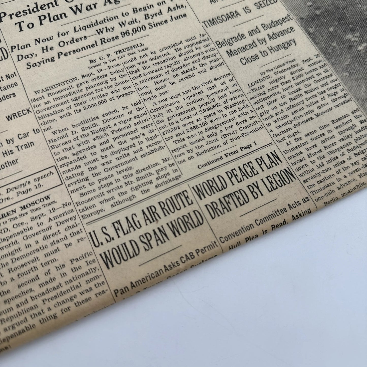 The New York Times coverage of WWII — September 1944 — Offered individually