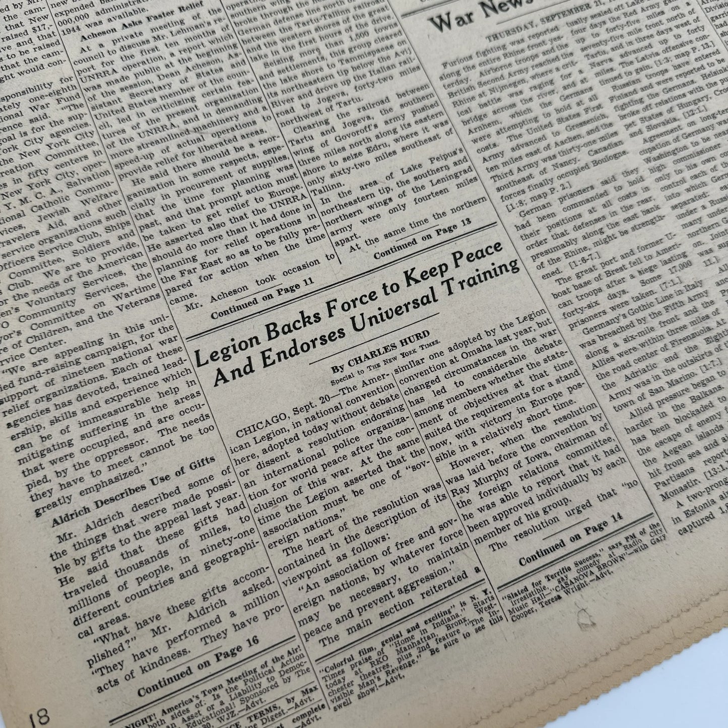 The New York Times coverage of WWII — September 1944 — Offered individually