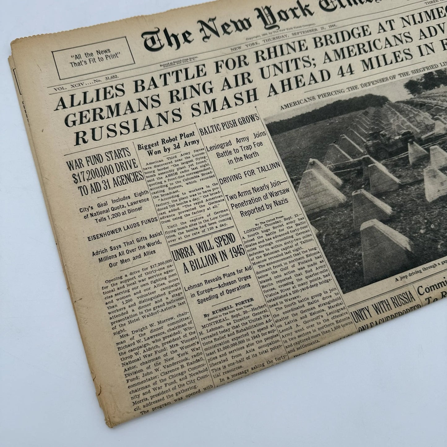 The New York Times coverage of WWII — September 1944 — Offered individually