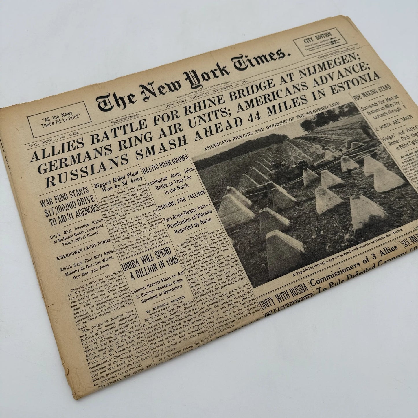 The New York Times coverage of WWII — September 1944 — Offered individually
