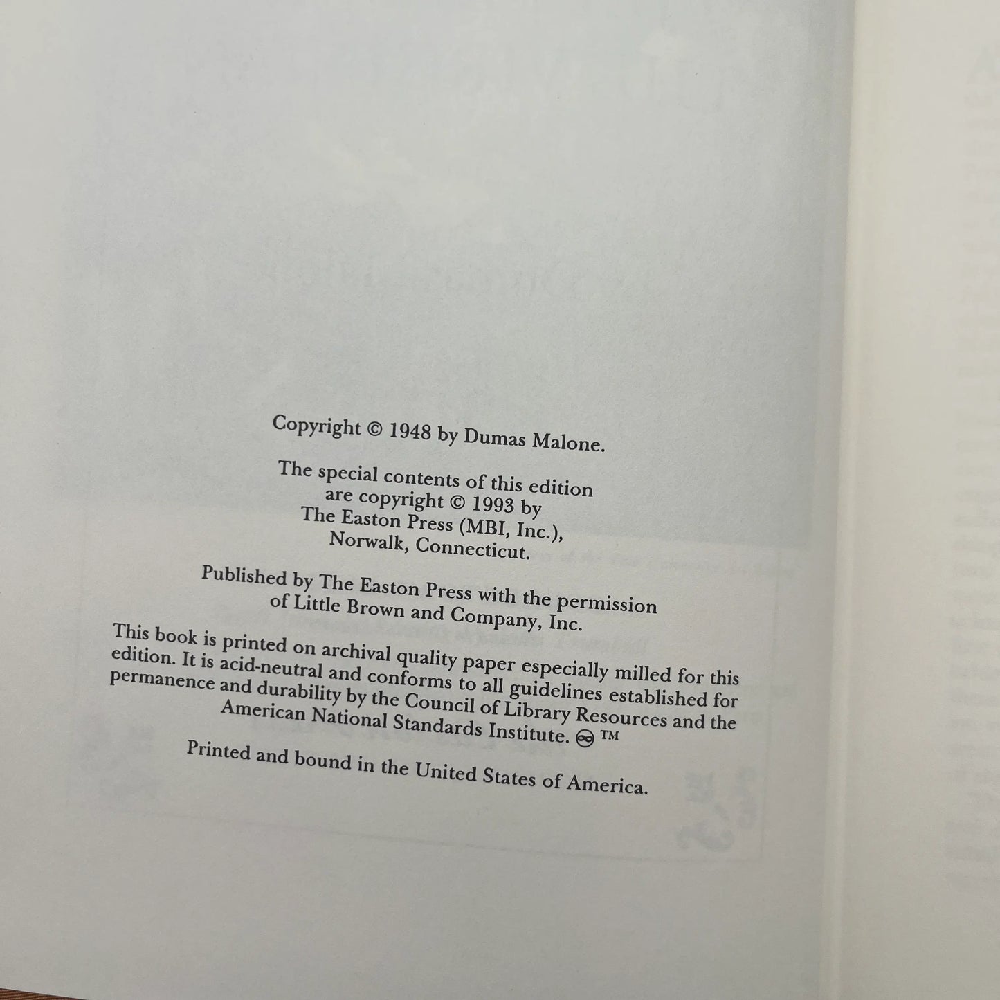 "Jefferson and His Time" — Dumas Malone — Volumes I and II
